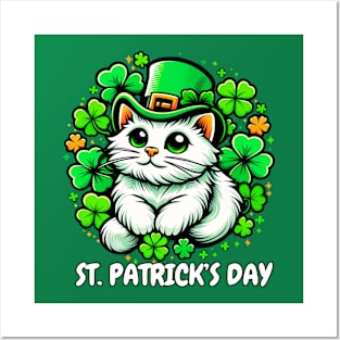 Cute Cat St Patricks funny St Patricks Cat Posters and Art